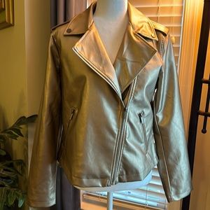 FAUX LEATHER MOTO JACKET IN GOLD Medium